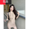 YIBUSHENG复古卡其色针织背心连衣裙女季肌理感辣妹短裙显瘦收腰包臀裙子