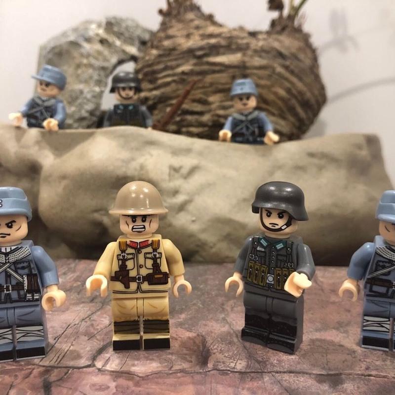 乐高积木军事小人男孩子军事人仔儿童匹配乐高拼装玩具 德军12人12枪