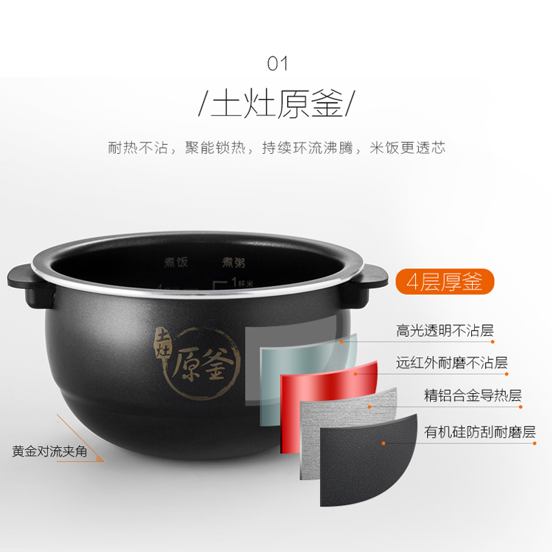 九阳(Joyoung)电饭煲JYF-20FS66 2升 土灶原釜 智灵旋控 智能预约 一键开盖 电饭锅高清大图