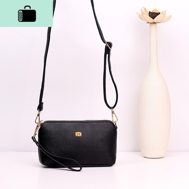 夏季斜挎包女包2020新款时尚中年妈妈软皮牛皮手拿单肩背包小包包NEW LAKE 黑色女斜挎包
