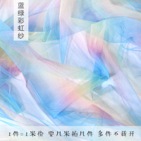彩虹渐变网纱布料服装纱裙面料娃衣网红软纱婚礼透明薄纱透气纱 蓝绿彩虹纱/1米价 (宽1.6米)