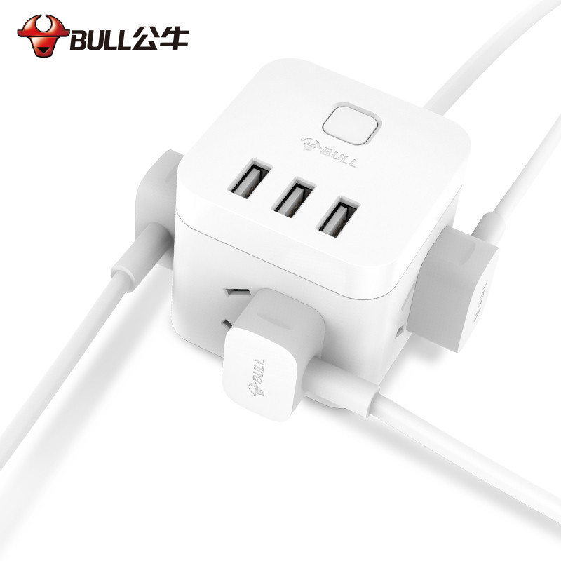 公牛(BULL)魔方USB插座 GN-U303U白色魔方全长3米多功能充电插排插线板高清大图