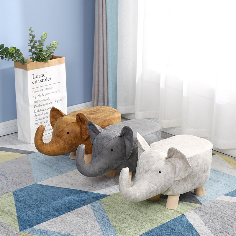 儿童动物凳时尚创意茶几凳闪电客家用脚凳大象卡通矮凳小凳子木沙发凳