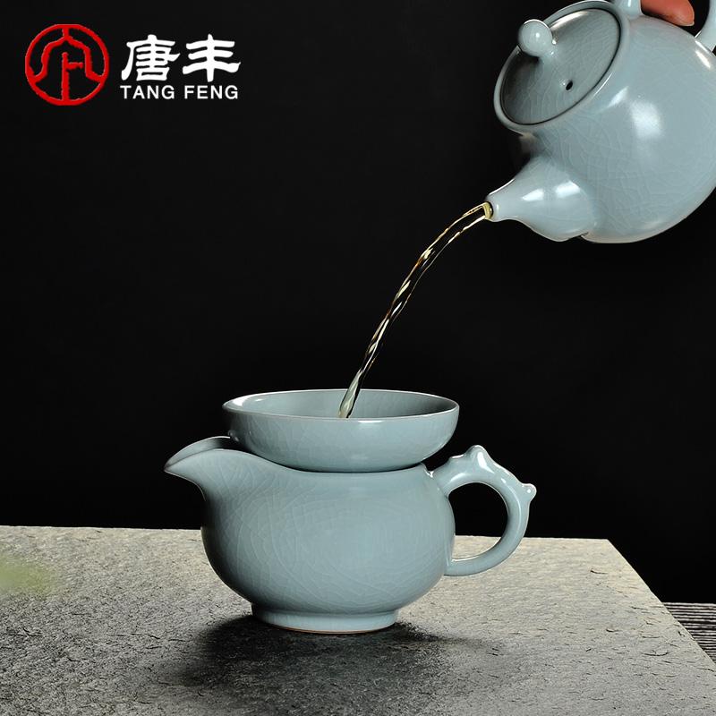 家柏饰(CORATED)仿宋汝窑蝉翼开片可养整套功夫仿汝瓷茶具陶瓷茶壶茶杯套装高清大图