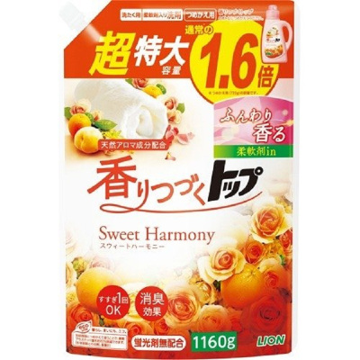 Lion 240 日本獅王 甜美花果香sweet Harmony香氣持久top含柔順劑洗衣液特大補充裝1160g 價格圖片品牌報價 香港蘇寧wawahuen海外专营店