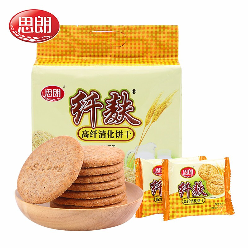 思朗纤麸高纤消化饼干380g袋粗粮饼干办公休闲零食膳食纤维饼干代餐粗粮饼干