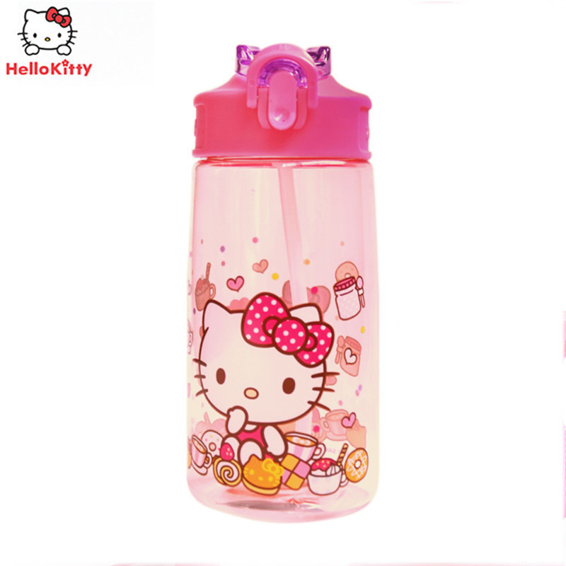 凯蒂猫(HELLO KITTY) HLKO-Q561C 杯子硅胶奶嘴一键式开关PP材质男童女童可爱便携大容量吸管杯