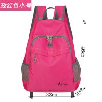 超轻薄双肩背包女外出旅行男可折叠轻便旅游初中学生儿童皮肤包 玫红色 普通版小号