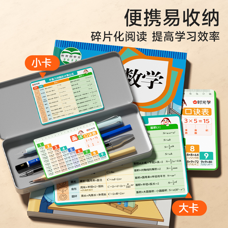 小学数学常用公式卡套装 [正版]小学数学常用公式卡1-6年级基础通用知识单位换算面积公式记忆乘法口诀