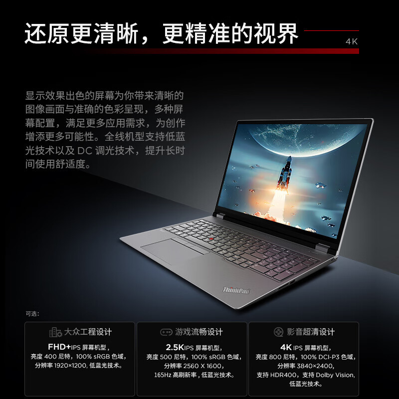 ThinkPad P16 AI PC 酷睿i7-14700HX 16英寸联想高性能设计师工作站 64G 4T 4K RTX3500 商务办公本