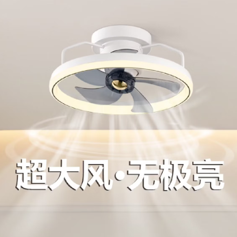 摇头吸顶风扇灯吊扇灯家用客厅餐厅卧室电扇灯风 1324A玫瑰金500大-无极调光+遥控 1个