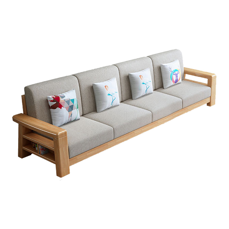 中豫鑫泽ZYXZ3112204 简约实木沙发原木色实木沙发 四人位