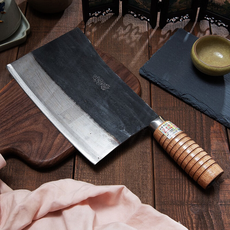 寒铁高端厨房多功能刀具全切割系列锋利耐用设计轻巧优雅家用厨师刀正士作九江弯刀烧腊店鸡鸭鹅专用刀厨房刀具加厚骨剁骨斩骨刀高清大图