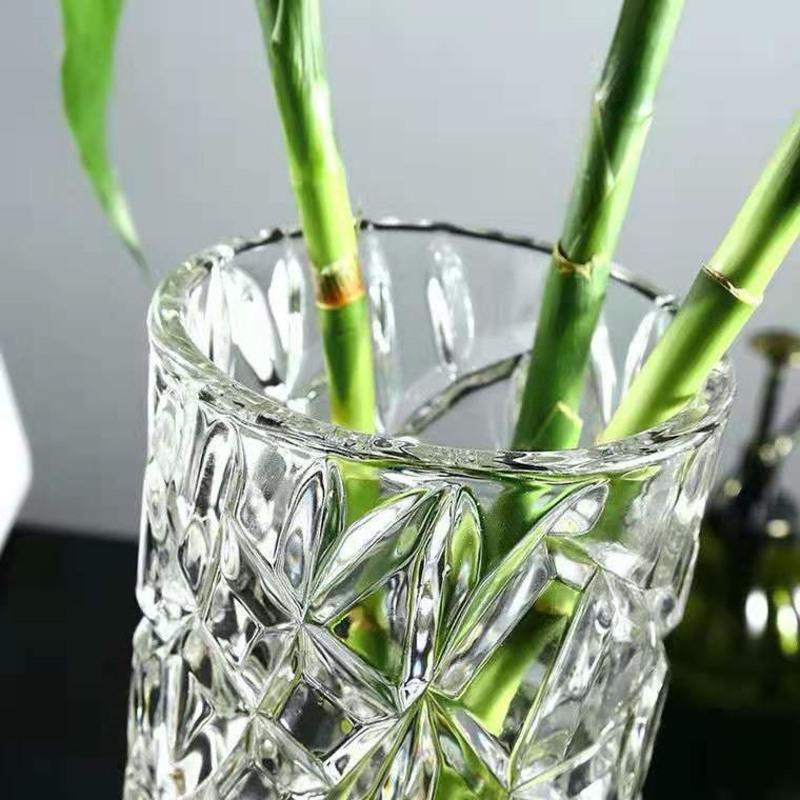 小号斜纹8*20cm 加厚大号花瓶玻璃透明客厅摆件水培植物富贵竹百合插干花陶瓷花瓶