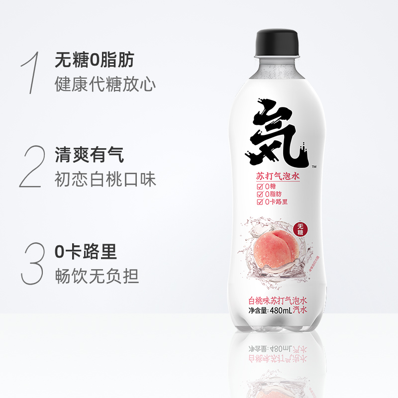 元気森林 无糖白桃味苏打气泡水饮料480ml*15瓶元气森林元气水高清大图