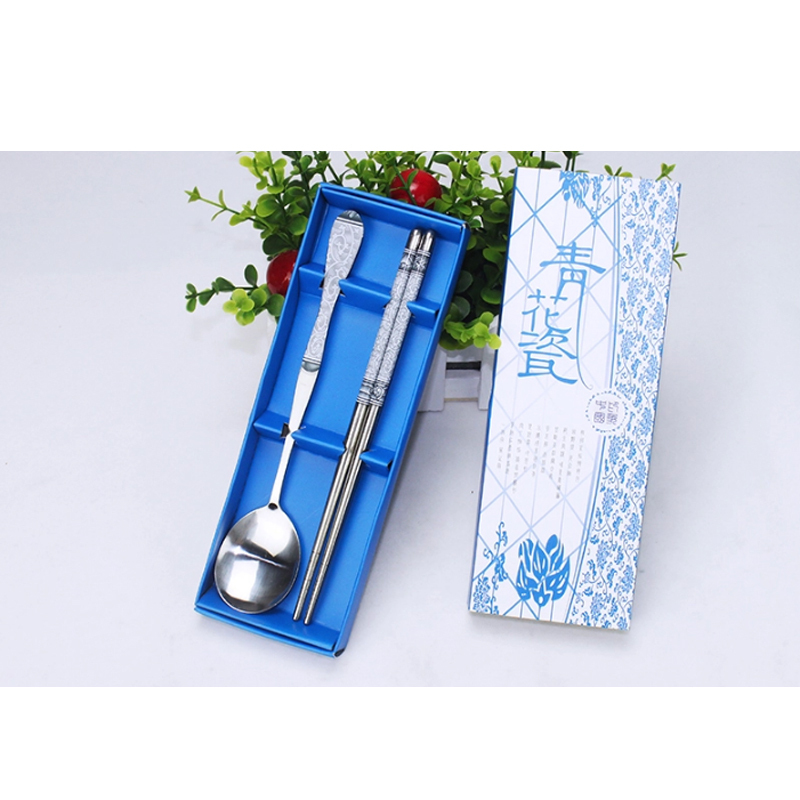 hdst华典世通餐具两件套旅行便携筷勺套装餐具不锈钢筷子勺子两件套