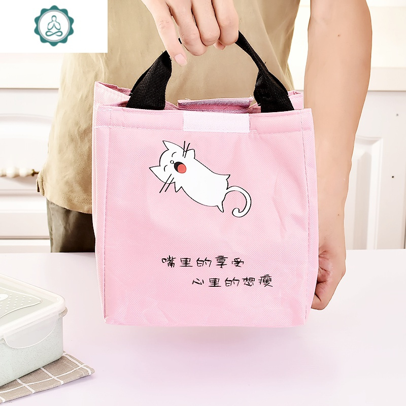 可爱卡通保温饭盒袋手提便当包韩版防水帆布饭袋便当盒