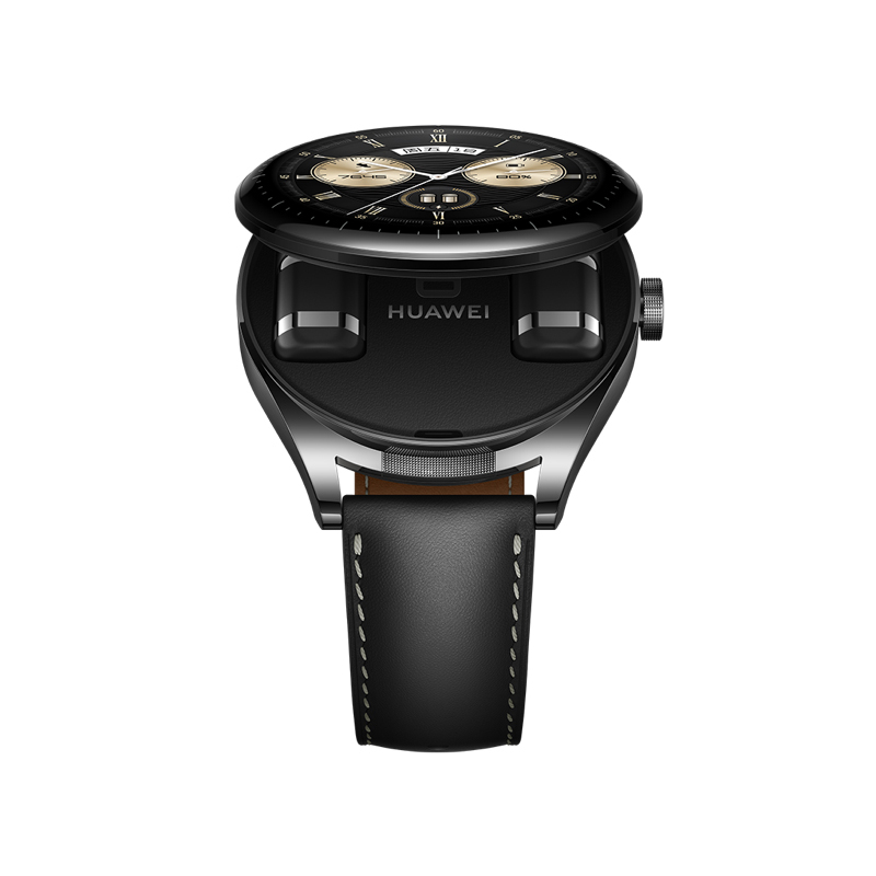 华为/HUAWEI WATCH Buds 耳机手表二合一 智能手表无线耳机 黑色不锈钢表壳 黑色真皮表带 血氧心率睡眠监测 AI降噪通话 专业健康管理 HarmonyOS 3