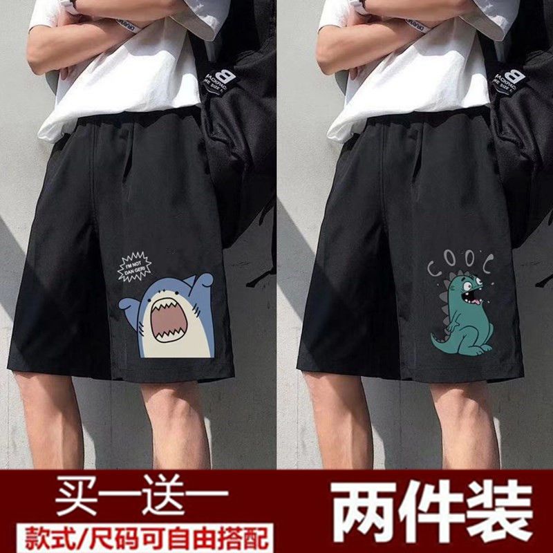 短裤男夏季潮牌潮流ins港风中裤薄款韩版宽松马裤休闲外穿五分裤 短裤#太阳龙[1件装] L 喜欢宽松拍大一码