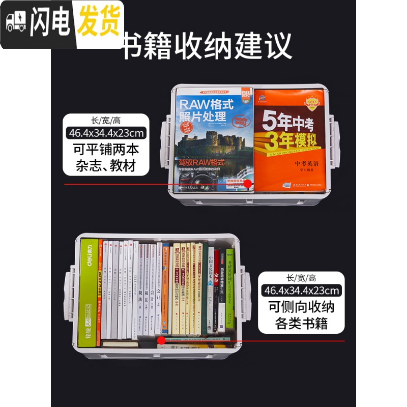 三维工匠大号收纳箱衣服玩具整理箱塑料有盖家用衣物可折叠装书车用储物盒高清大图