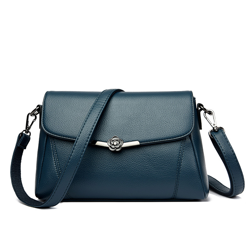 女包2023新款都市简约时尚中年女士单肩腋下软PU皮斜挎小方包 蓝色