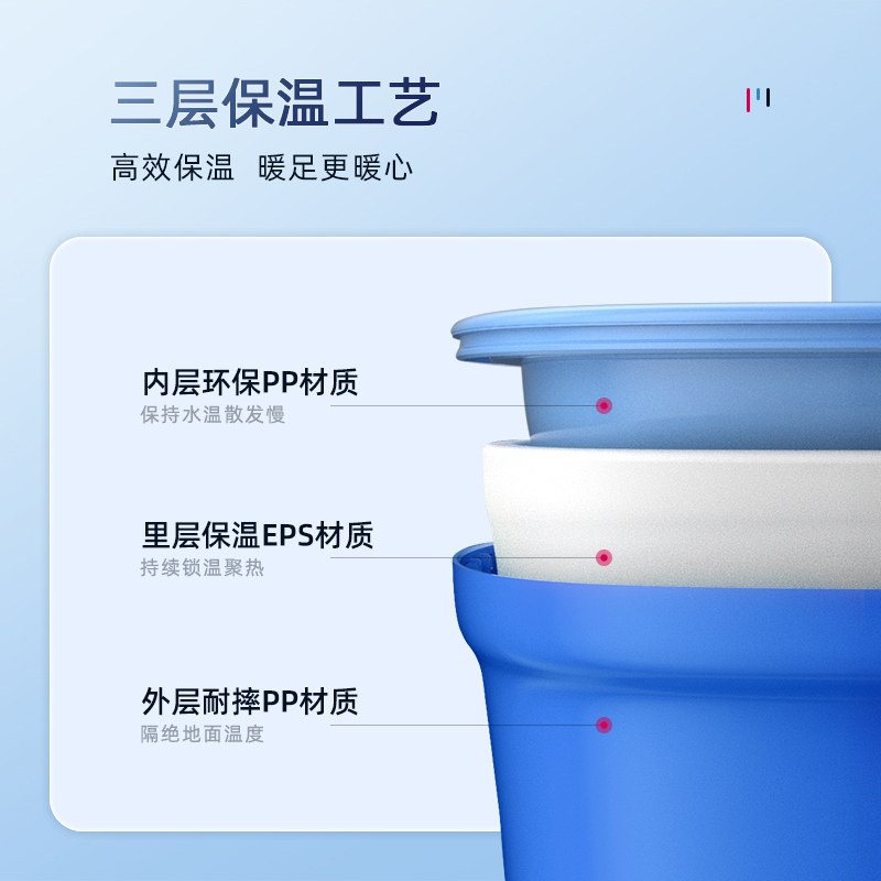 蓓慈泡脚盆泡脚桶家用塑料脚动按摩洗脚足浴桶三层保温洗脚桶 摩卡粉