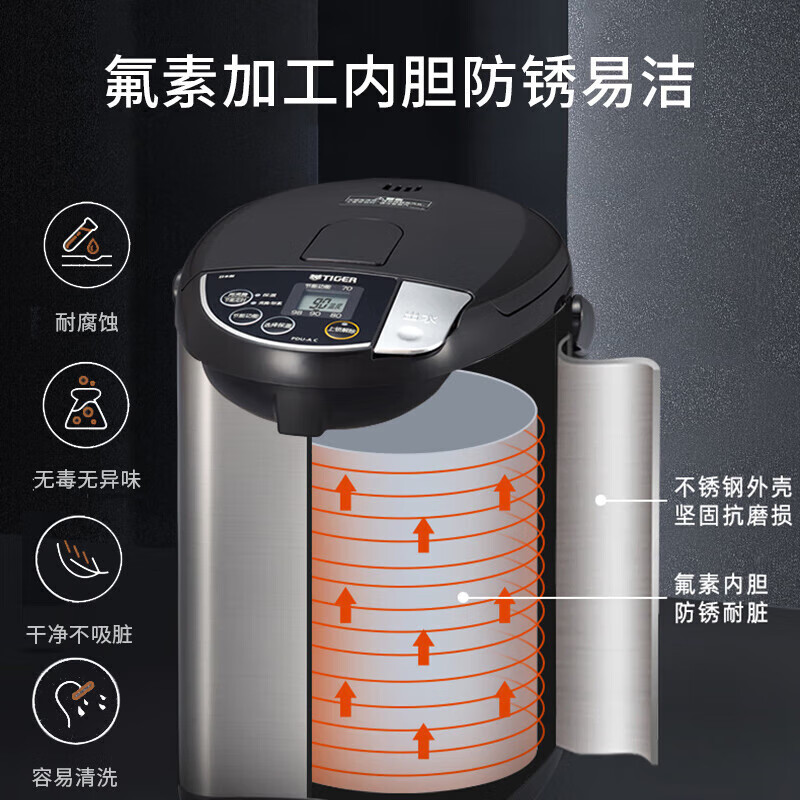 虎牌(tiger)智能四段恒温电热水壶 3L PDU-A30C 黑色高清大图