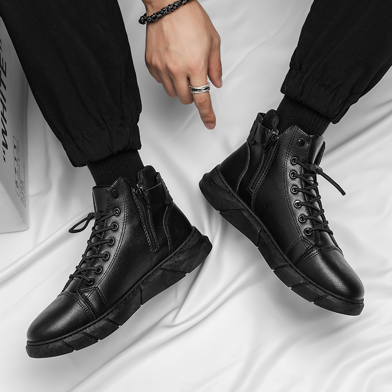 奥驰森orccisem男靴秋冬新款男士皮靴靴百搭商务休闲鞋英伦风潮流马丁