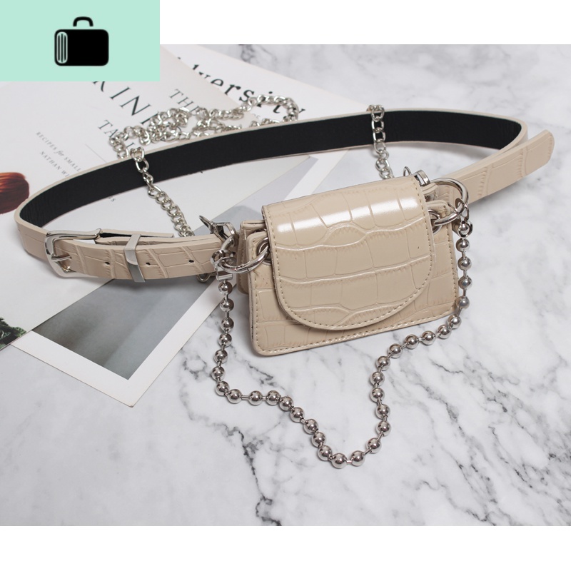 包包女2019新款潮百搭ins斜挎高级感洋气网红迷你圆珠链条零钱包NEW LAKE 杏色