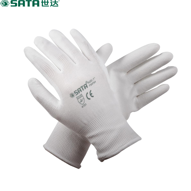 世达(SATA)手套PU手套 7寸 白色 FS0704 (单位: 副)