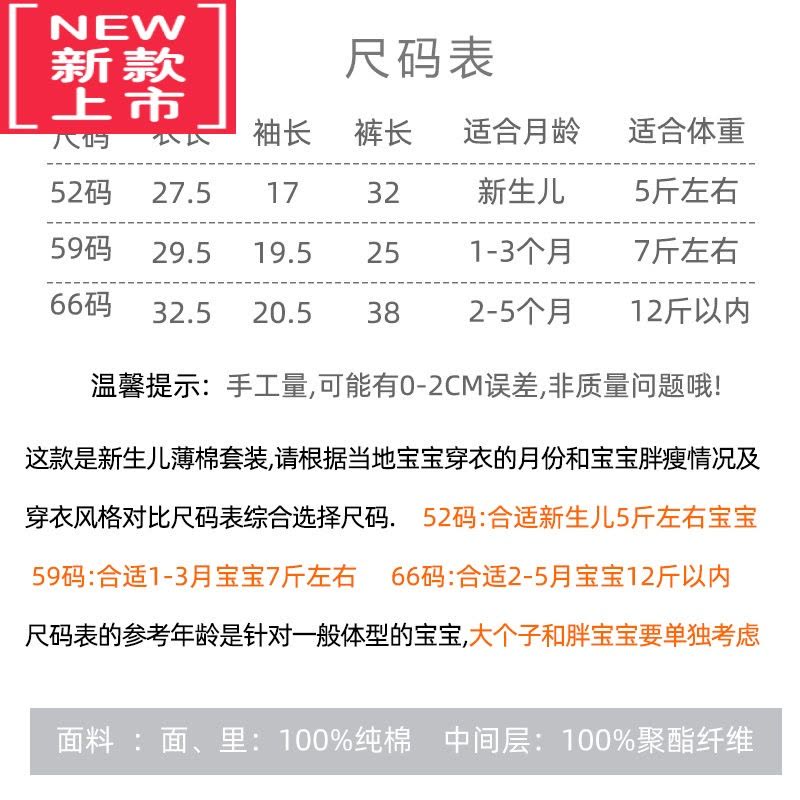 可莉允新生婴儿儿棉衣套装秋冬季薄棉衣服刚出初生宝宝加厚保暖棉袄外套棉服图片