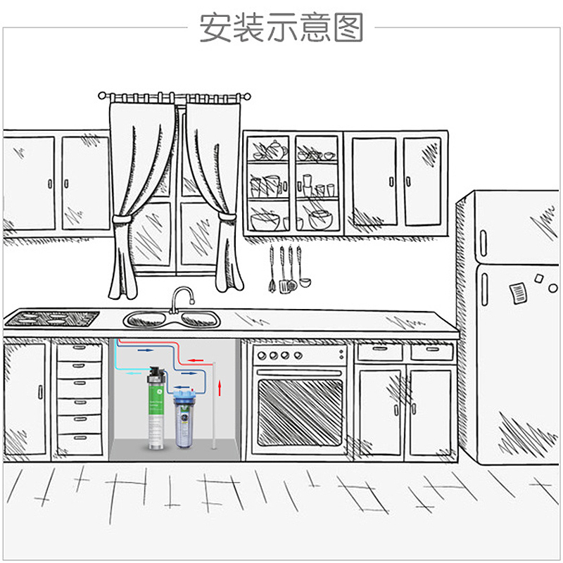 [美国进口]美国通用(GE)净水器VOC300 家用前置净水器 厨下式直饮净水机 进口超滤自来水过滤器