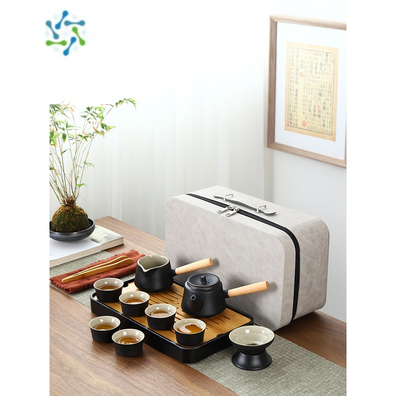 三维工匠日式旅行功夫茶具小套装家用简约泡茶壶陶瓷茶杯户外茶盘便携式包户外烧水壶