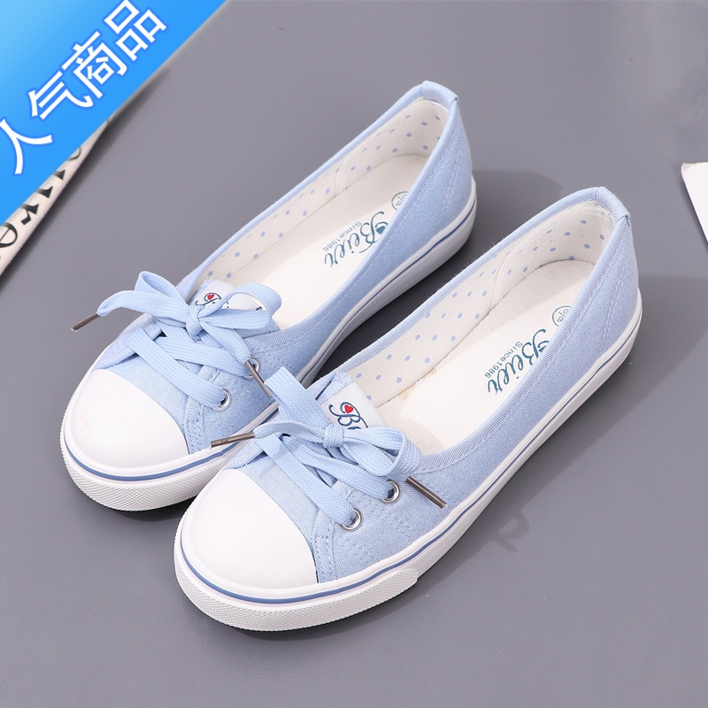 SUNTEK2023浅口春夏帆布鞋女韩版休闲懒人鞋学生平底布鞋单夏鞋夏2高清大图