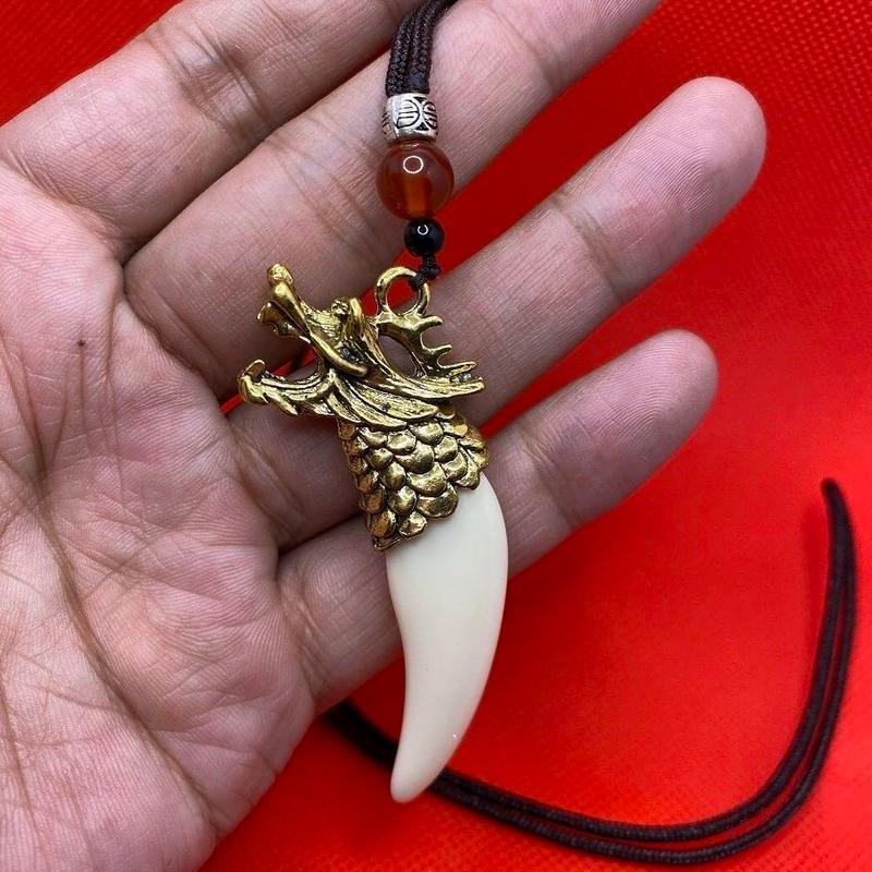 狼牙吊坠项链个性大号藏獒真牙黑狗牙情侣霸气潮男士七夕情人礼物狼牙