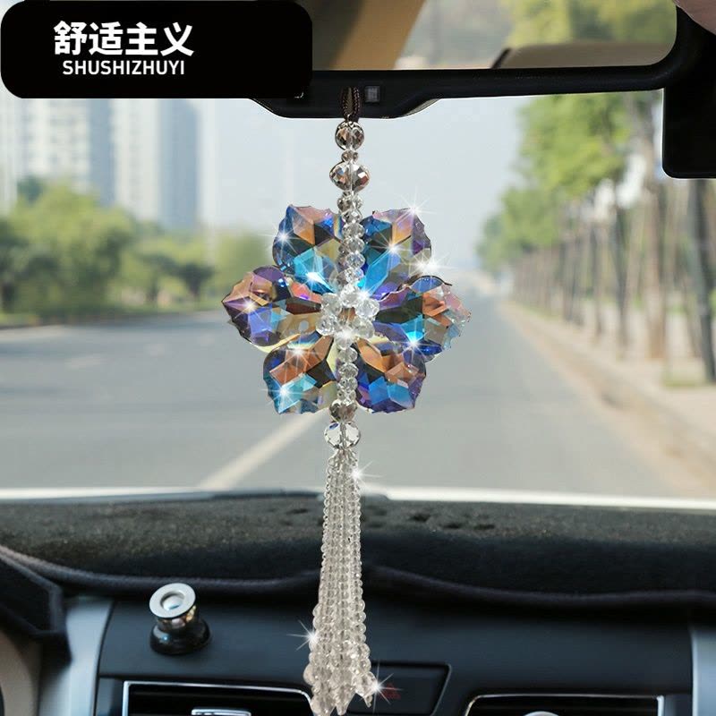汽车挂件高档水晶饰品车内创意女士简约韩国后视镜保平安车载饰图片