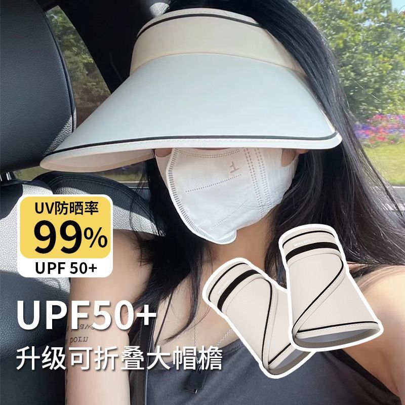 遮阳帽可折叠女夏季新款遮脸防紫外线太阳帽帽子女年轻空顶帽高清大图
