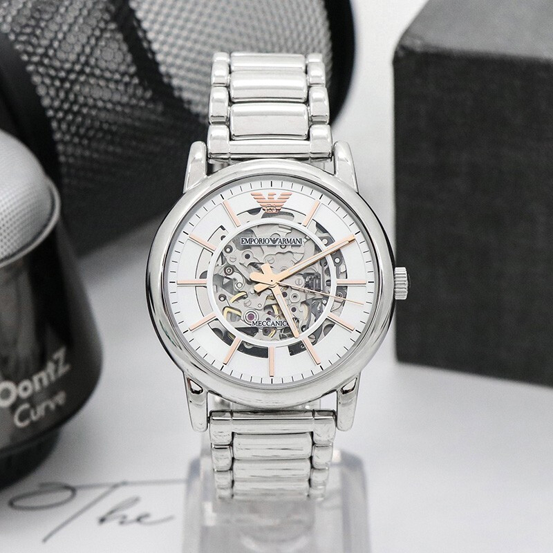 emporioarmani阿玛尼时尚手表男钢带镂空机械手表男ar1980