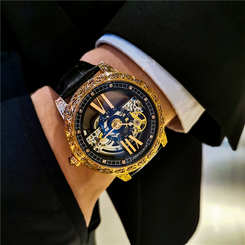 奥古拉斯瑞士工艺全自动机械表男机芯双向动力全镂空男腕表手表男高清大图