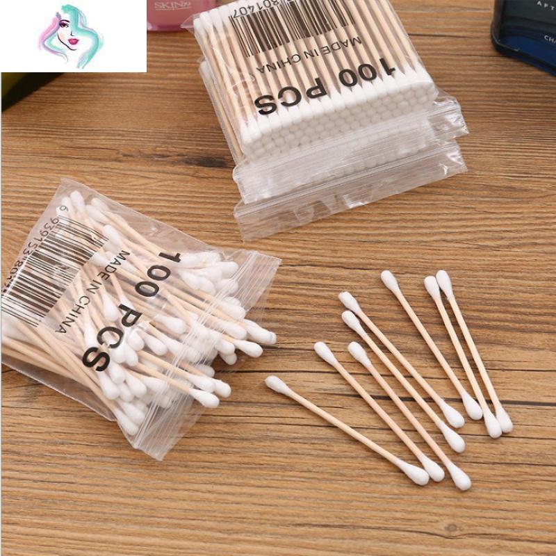 支棉签双头木棒化妆棉棒棉花螺旋掏耳朵棉球脱脂卸妆批你那么美