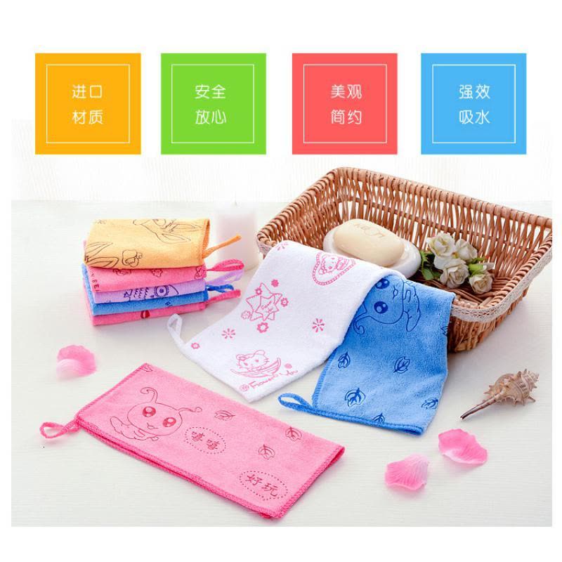 美帮汇幼儿园毛巾挂式儿童专用小方巾带挂钩四方手帕洗脸比全棉吸水图片
