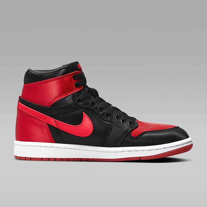 耐克nikejordan1aj1黑红丝绸高帮女鞋复古篮球鞋fd4810061