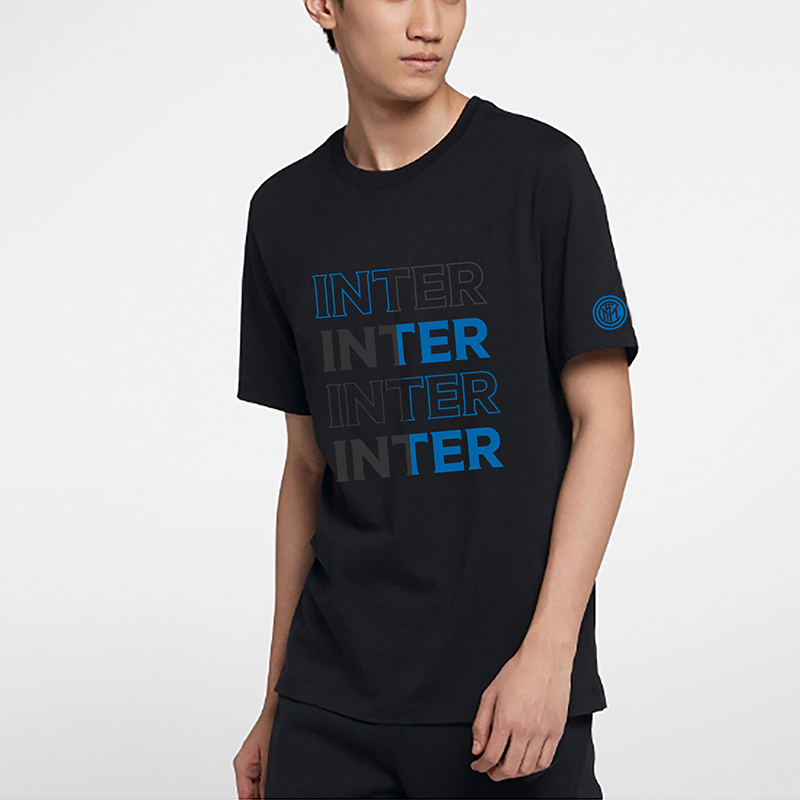国际米兰俱乐部Inter Milan官方2020夏季男新款T恤简约时尚运动休闲短袖圆领套头衫高档棉氨印花设计感宽松上衣