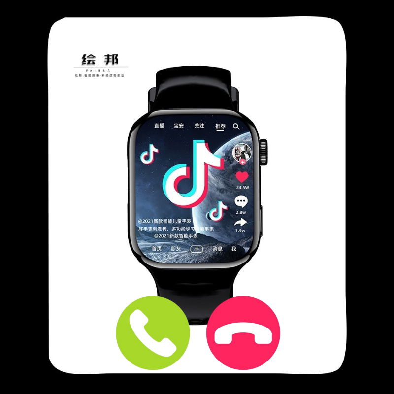 绘邦『官方正品』智能手表新款D1子腾园App下载5G全网通支付编码器微信QQ聊天抖音快手视频NFC门禁卡手表环