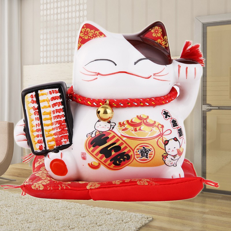 陶瓷发财猫猫摆件储蓄罐家居存钱罐办公室小号开业乔迁礼品 三维工匠 千万两猫高清大图