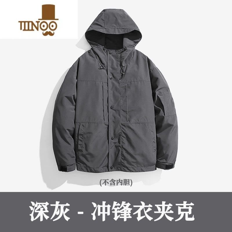 YANXU三合一可拆卸内胆冲锋衣男户外登山川西旅游穿搭美式机能夹克外套图片