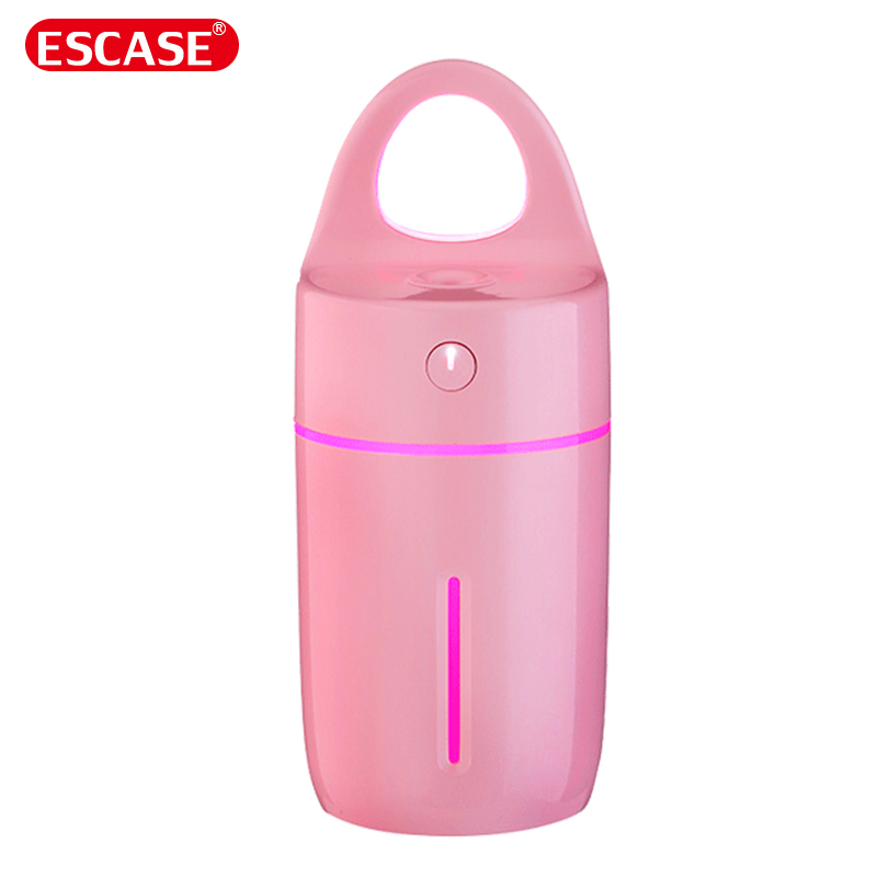 ESCASE 空气加湿器 ES-HF-03 微喷雾 静音迷你 七彩夜灯 办公室卧室车载USB 智能杯补水器补水仪 粉色