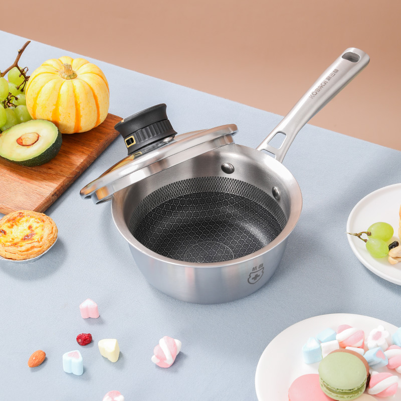 康巴赫(KBH)第五代奶锅5代宝宝辅食锅抗菌不锈钢Pro蜂窝煮粥煮奶锅泡面锅电磁炉燃气灶通用 五代抗菌不锈钢奶锅18cm高清大图