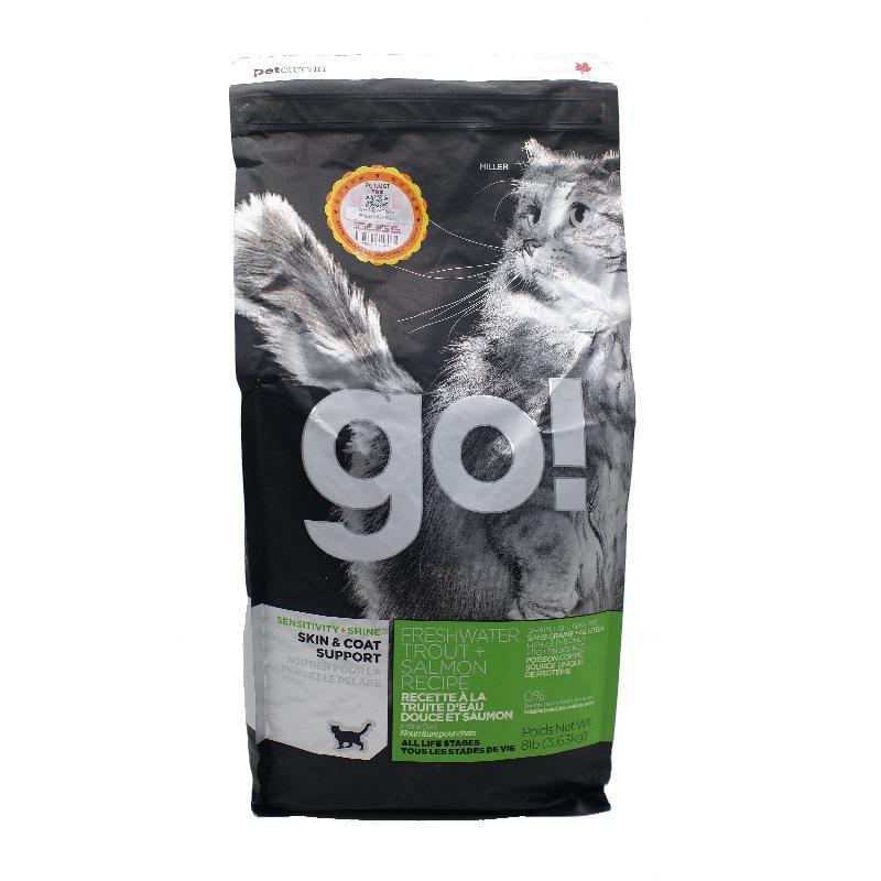 Petcurean Go!猫粮8磅/3.63KG低敏美毛系列无谷三种鱼全猫粮 进口天然猫粮猫咪主粮