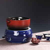 尚帝 手绘陶瓷电陶炉煮茶器黑茶蒸茶壶电热煮茶炉耐热玻璃壶套装 手绘银杏叶电陶炉茶杯煮茶器